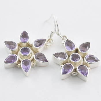 Purple amethyst 925 silver fashion earrings